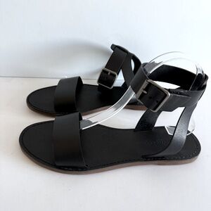 Madewell Leather Flat Sandals Ankle Strap The Boardwalk Casual Boho Size 8.5